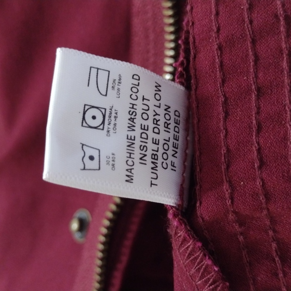 Eden Society Burgundy Full Front Zip Utility Jacket Size S - Picture 8 of 12